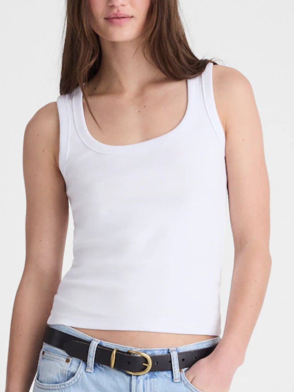Madewell 90s Scoopneck Slim Fit Compact Cotton Tank Top White Size XXS NWT